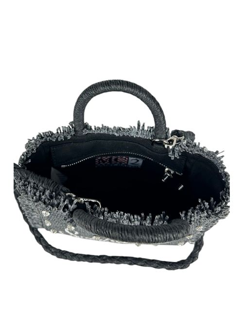 women's mini vanity bag in straw with gray rhinestones MC2 Saint Barth | VANITY MINI STRAW N00 STRASS EMB